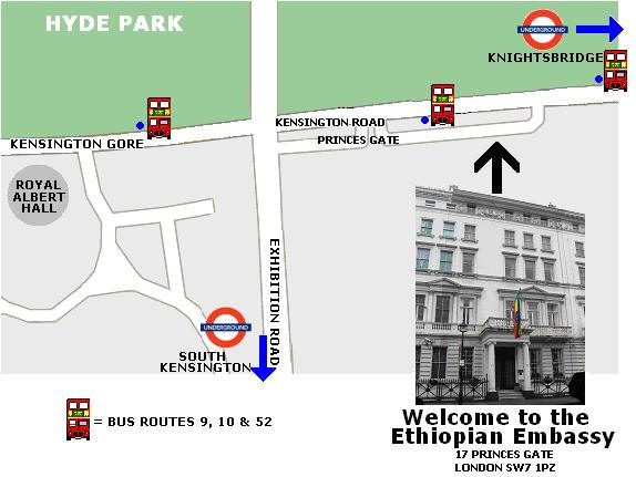 Direction to Ethiopian Embassy in London