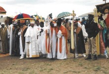 Pictures of Ethiopian old manuscript and various ethnic groups wearing traditional costume